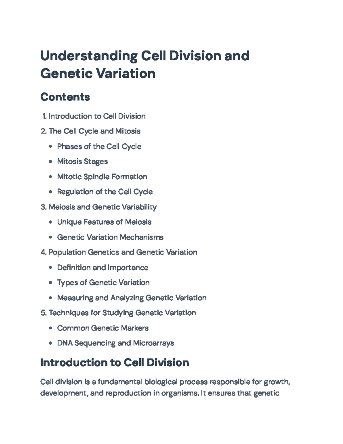 Understanding Cell Division and Genetic Variation in Biology 101 ...