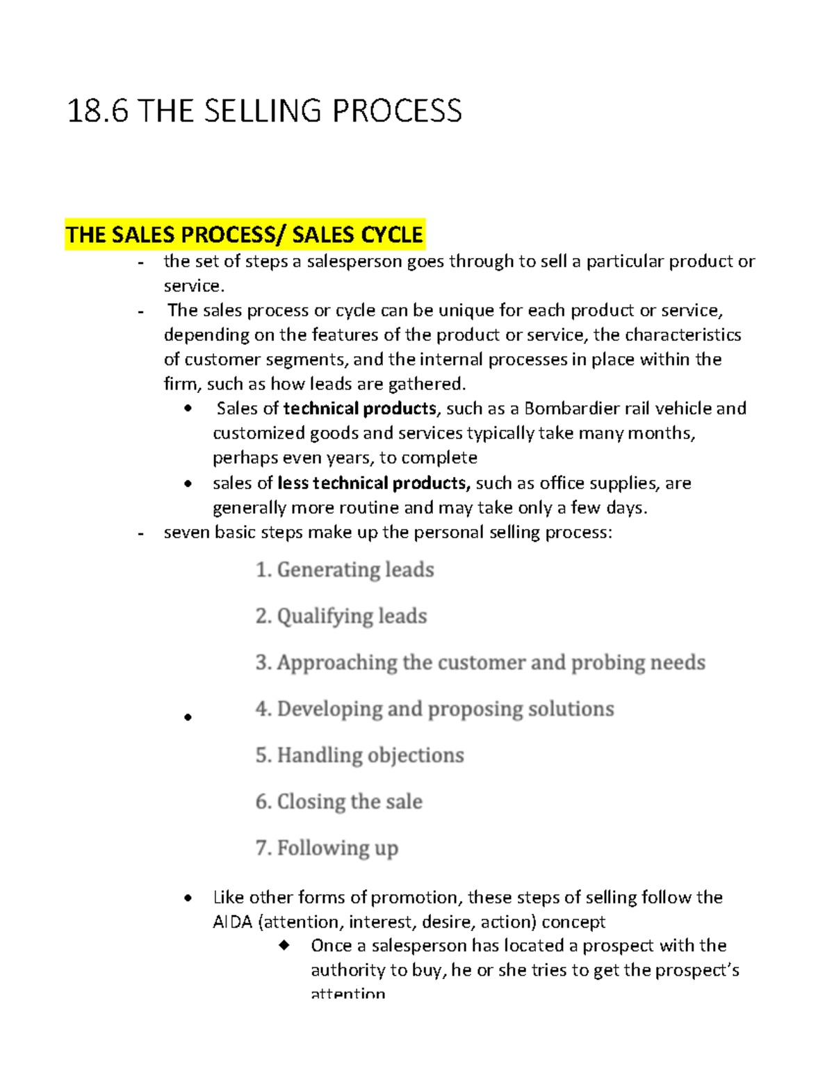 18.6 Sales Process: Understanding the Steps in Personal Selling - Studocu