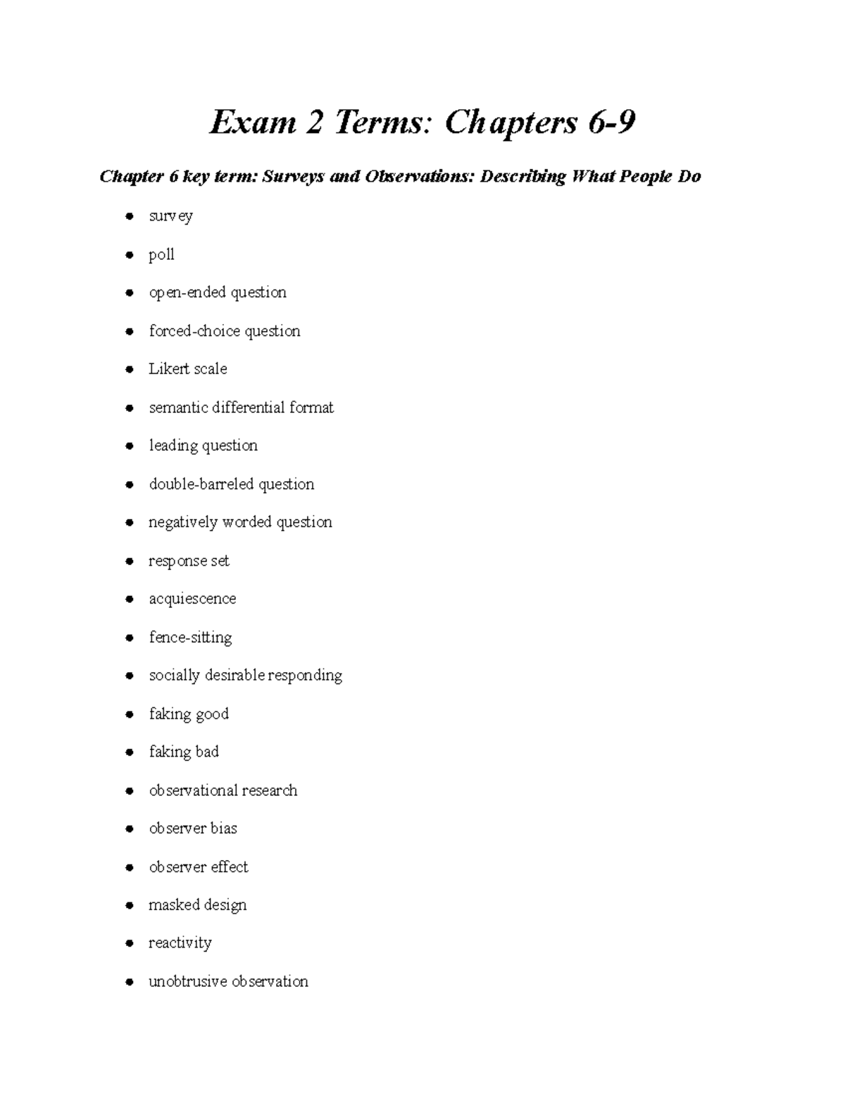 Exam 2 terms Chapters 6-9 - Exam 2 Terms: Chapters 6- Chapter 6 key ...