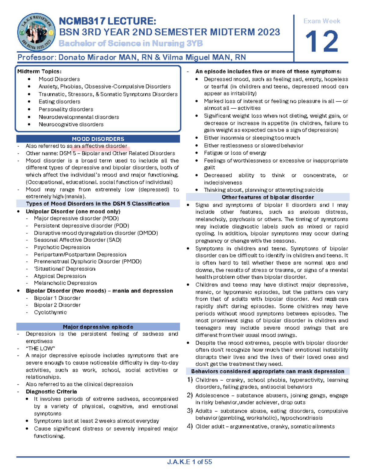 NCMB317 LECTURE: BSN 3RD YEAR 2ND SEMESTER MIDTERM REVIEW 2023 - Studocu