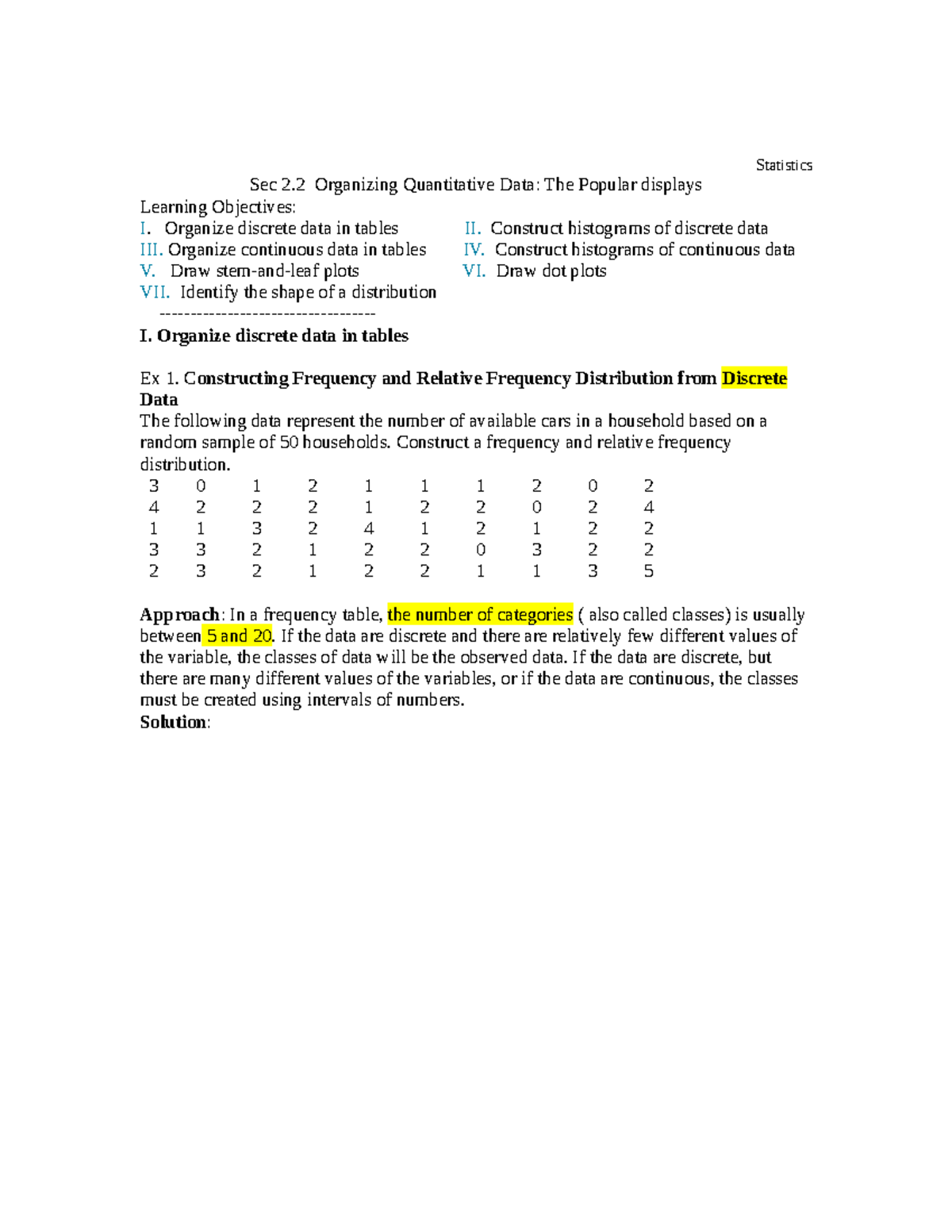 Statistics Sec 2.2: Organizing Quantitative Data - Studocu