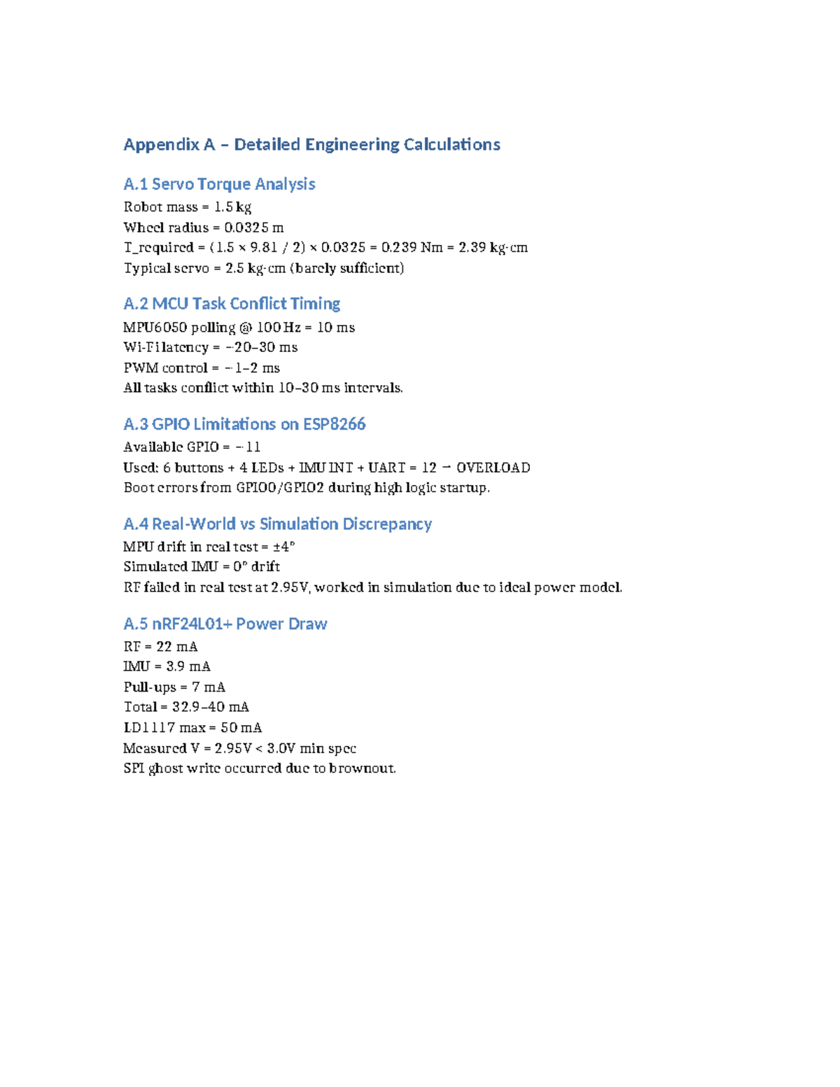 Appendix A: Engineering Calculations for Servo Torque Analysis - Studocu