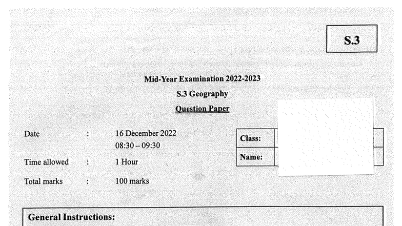 S3 Geography Mid Term Exam With Ans - O ~ O O & ~ w O O ~ ~ O ~ # - O ...