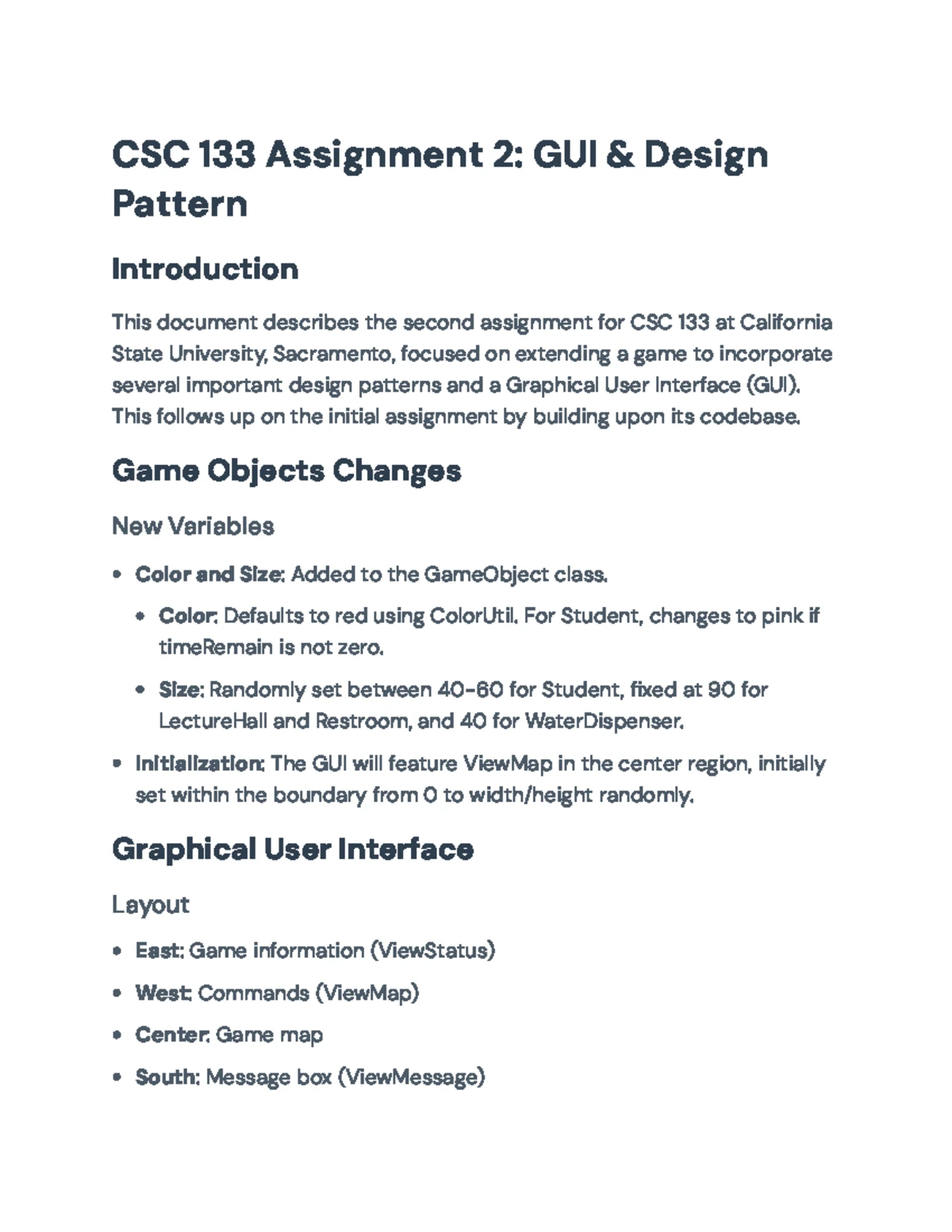 CSC 133 - A2: Enhancing GUI & Design Patterns for OOP Game Development ...