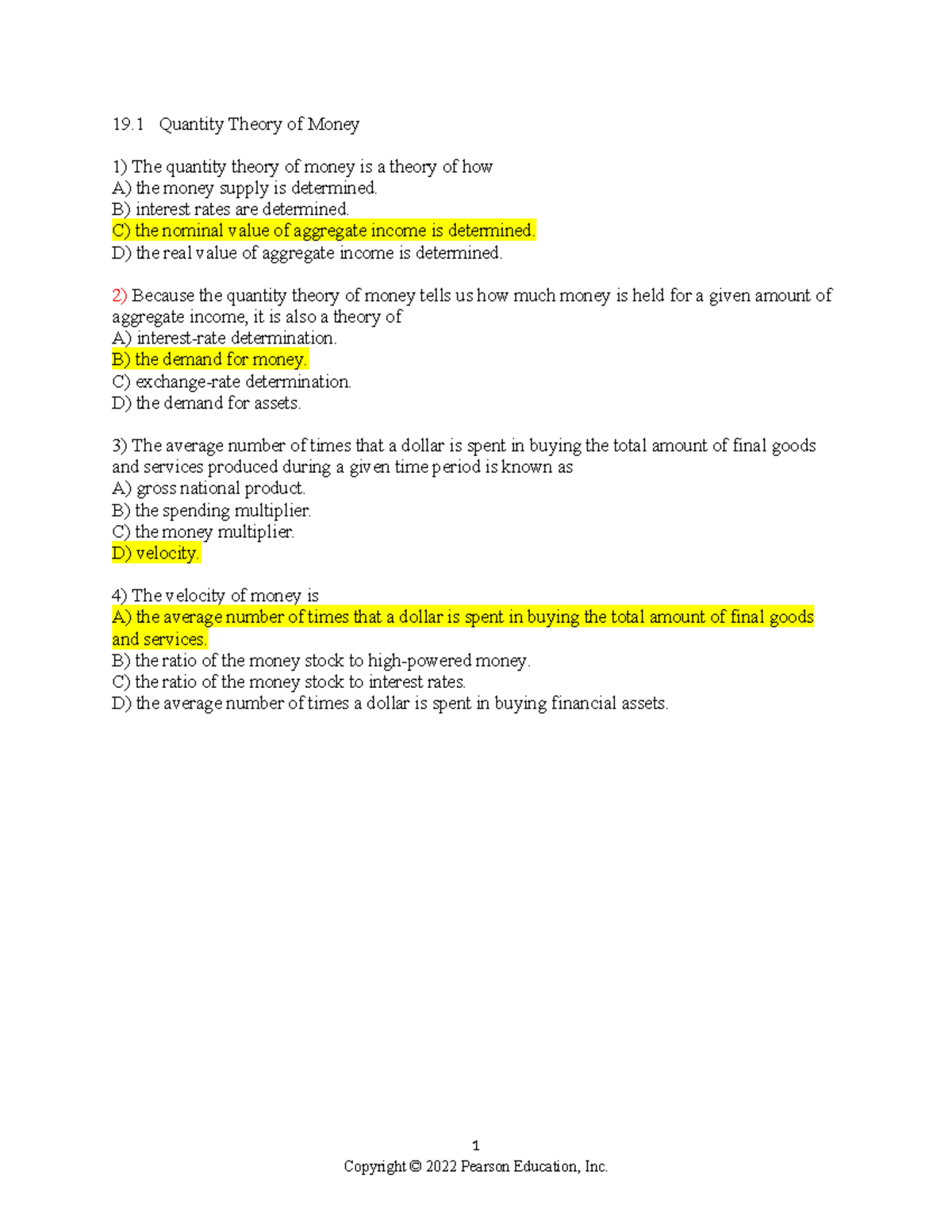 Money Demand and Quantity Theory Notes for ECO 101 Final Exam - Studocu