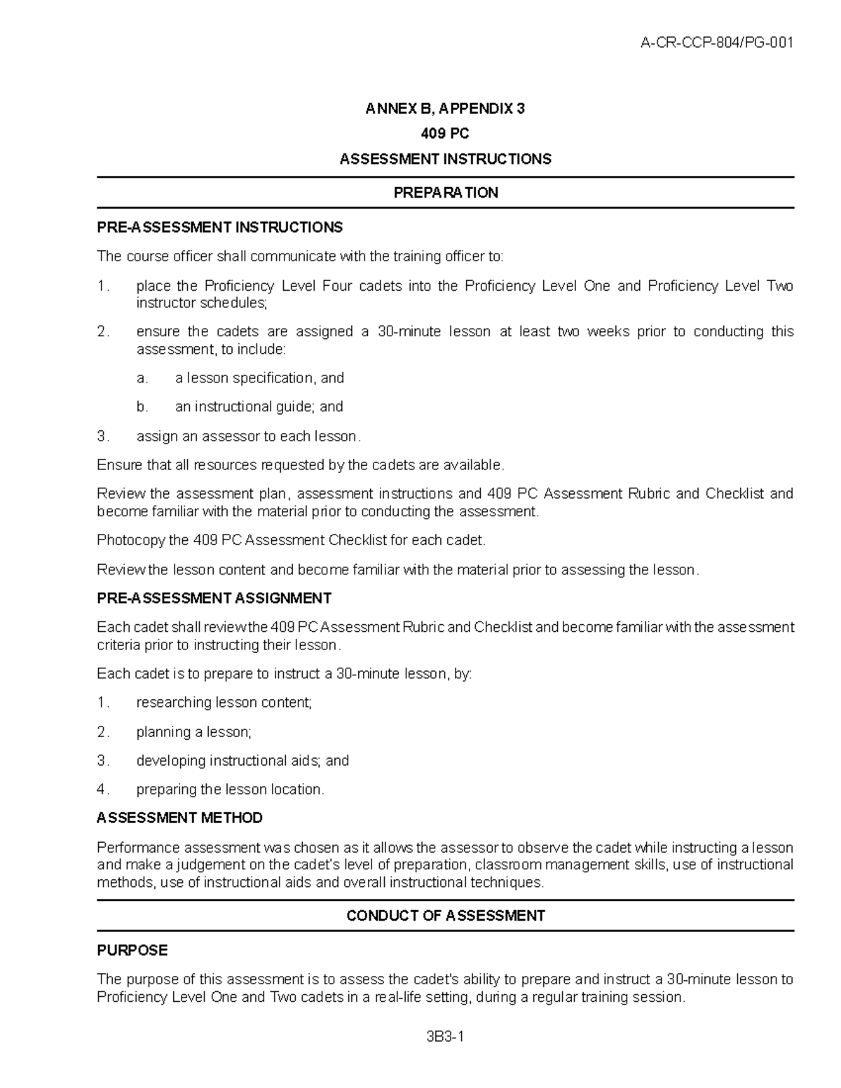 409 PC Assessment Guide for Cadets - Lesson Preparation and Evaluation ...