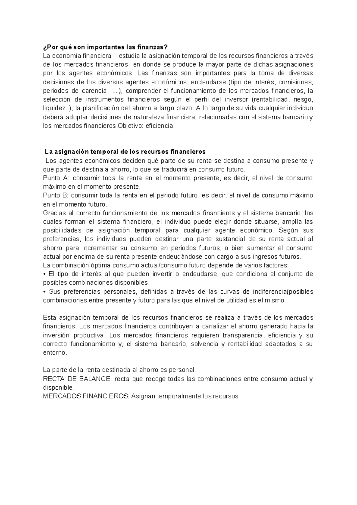 Importancia de las Finanzas en la Toma de Decisiones Económicas - Studocu