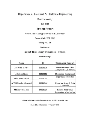 Group 1 Project Report: Parallel Transformer Configurations EEE221L ...