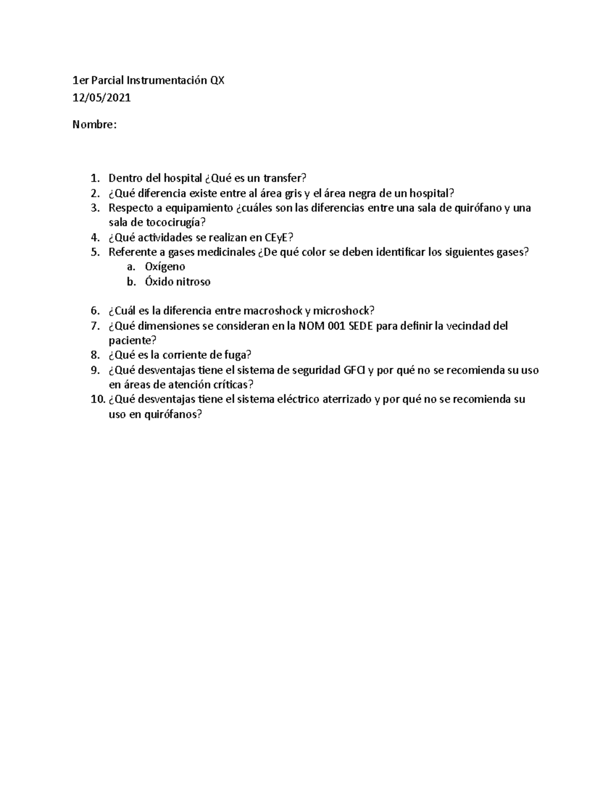 1er Parcial de Instrumentación QX: Preguntas y Temas Clave - Studocu