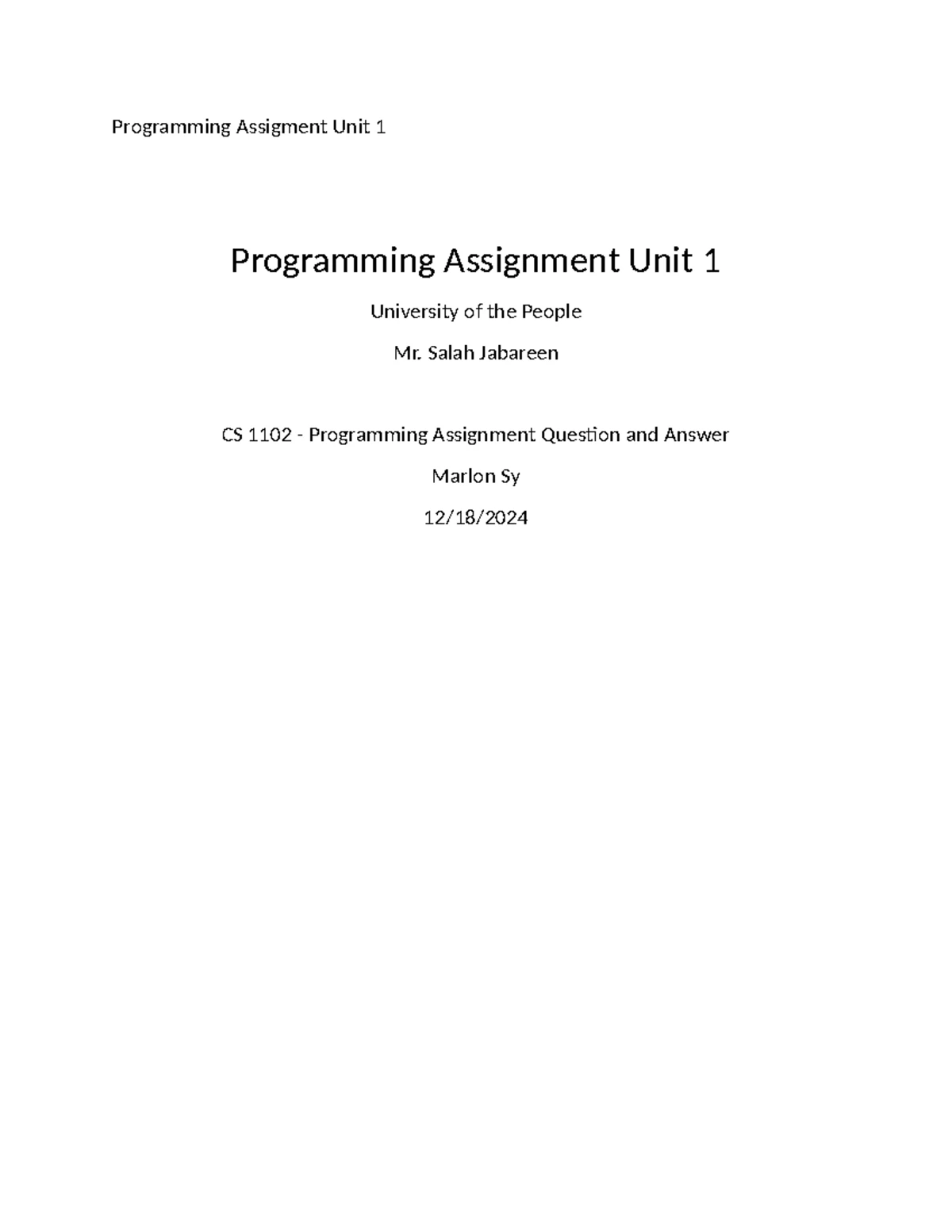 CS 1111 -01 Assignment Activity Unit 3: Boolean Algebra & Truth Tables ...