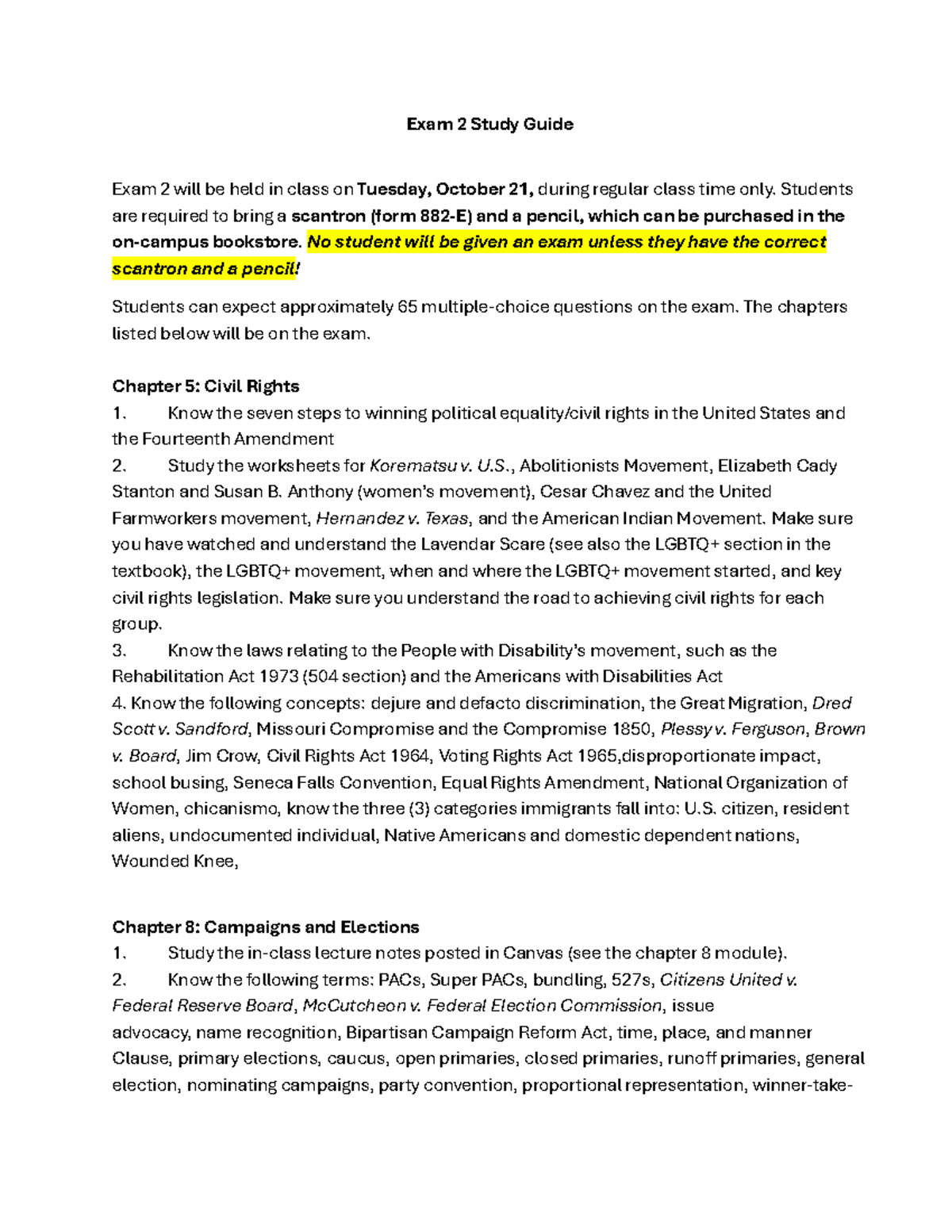 Exam 2 Study Guide for Political Science (PS101) - Studocu