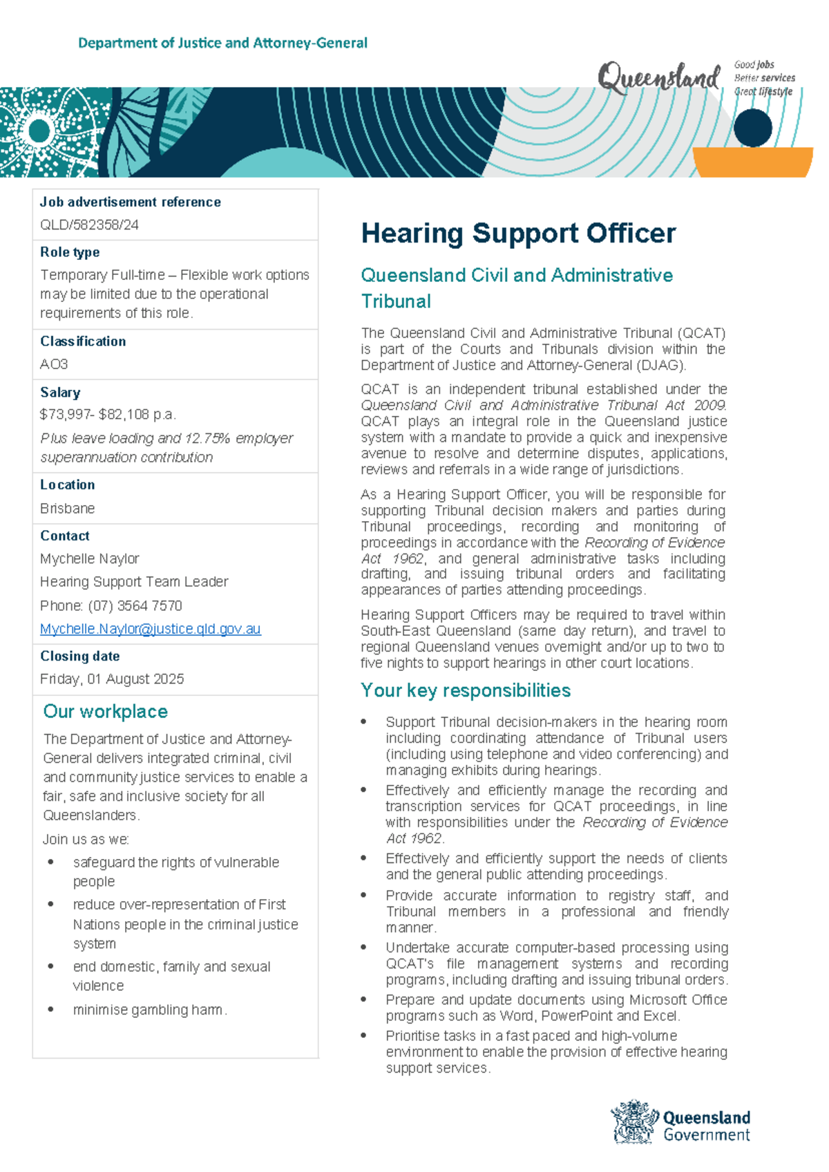Hearing Support Officer Role Description - QLD/582358 - Studocu