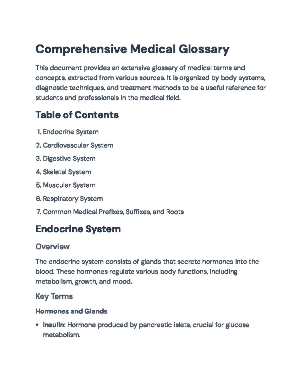 Comprehensive Medical Glossary: Terms for Students and Professionals ...