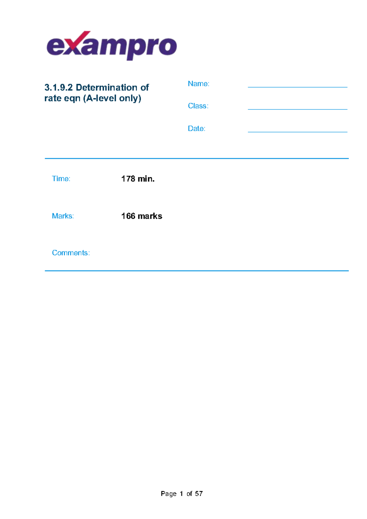 3.1.9.2 A-Level Rate Equation Determination and Analysis - Studocu