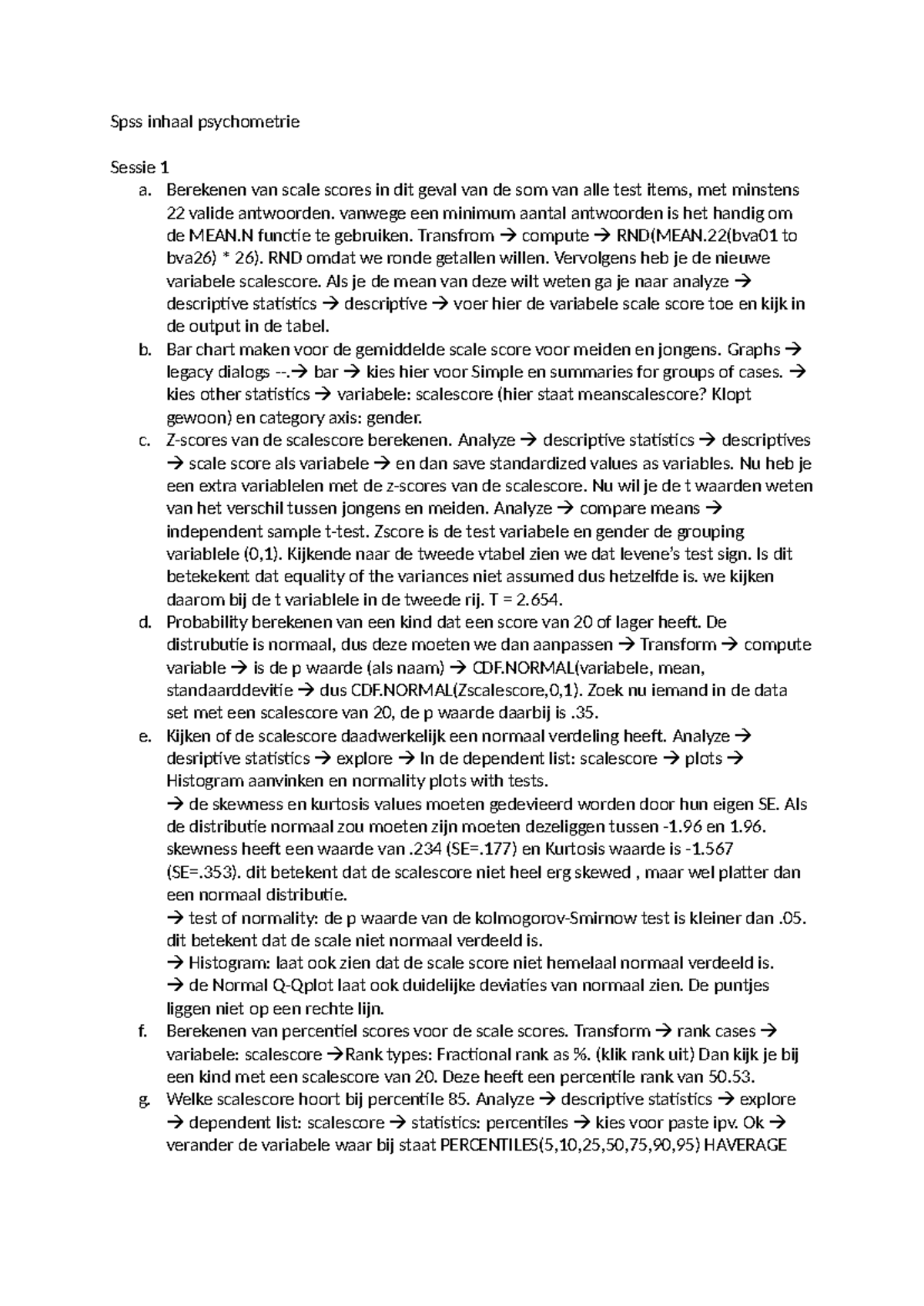 SPSS Psychometrie Toepassingen en Analyse (SPS-123) - Studeersnel