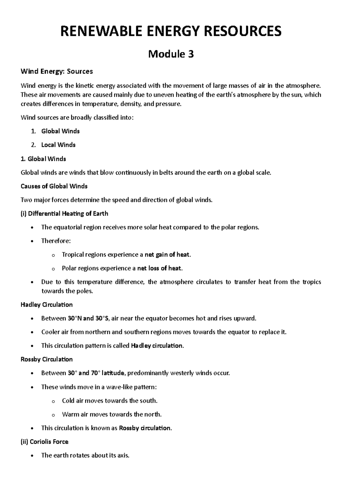 RES M3 - KTU ECE Wind Energy Resources and Turbine Mechanics Notes ...