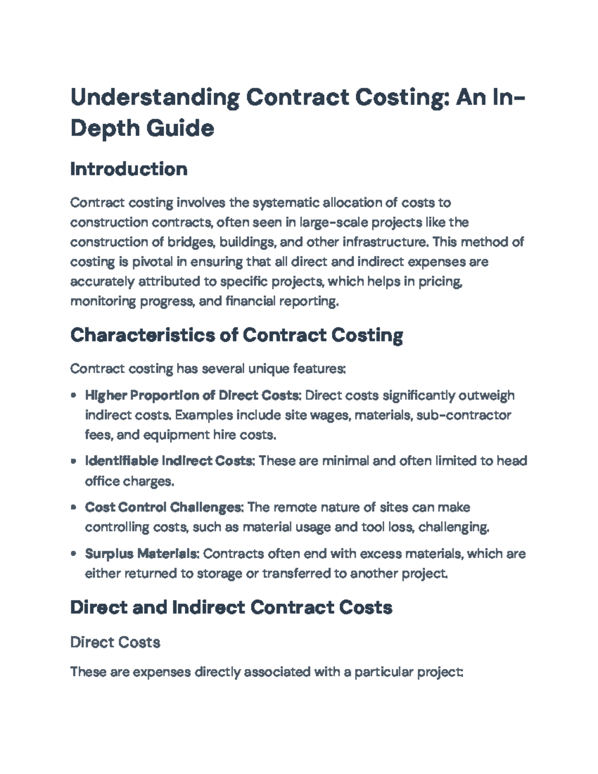Understanding Contract Costing: Key Concepts and Applications Guide ...