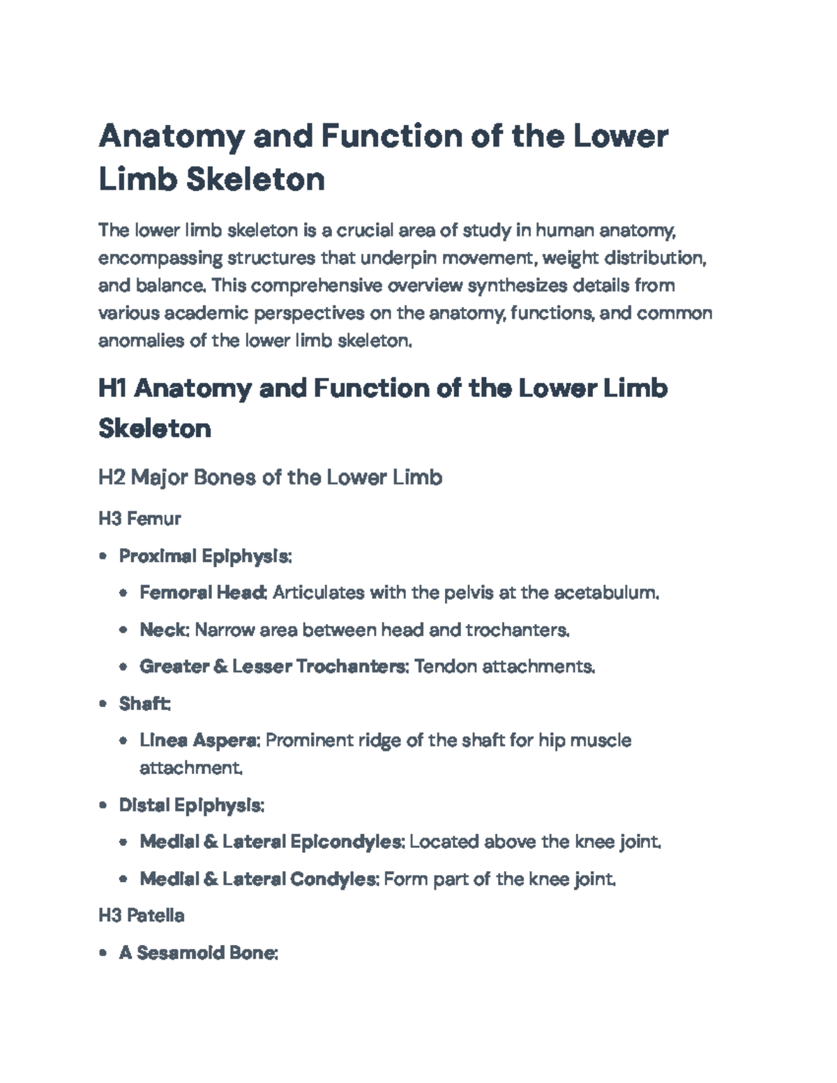 Anatomy and Function of the Lower Limb Skeleton: A Comprehensive Study ...