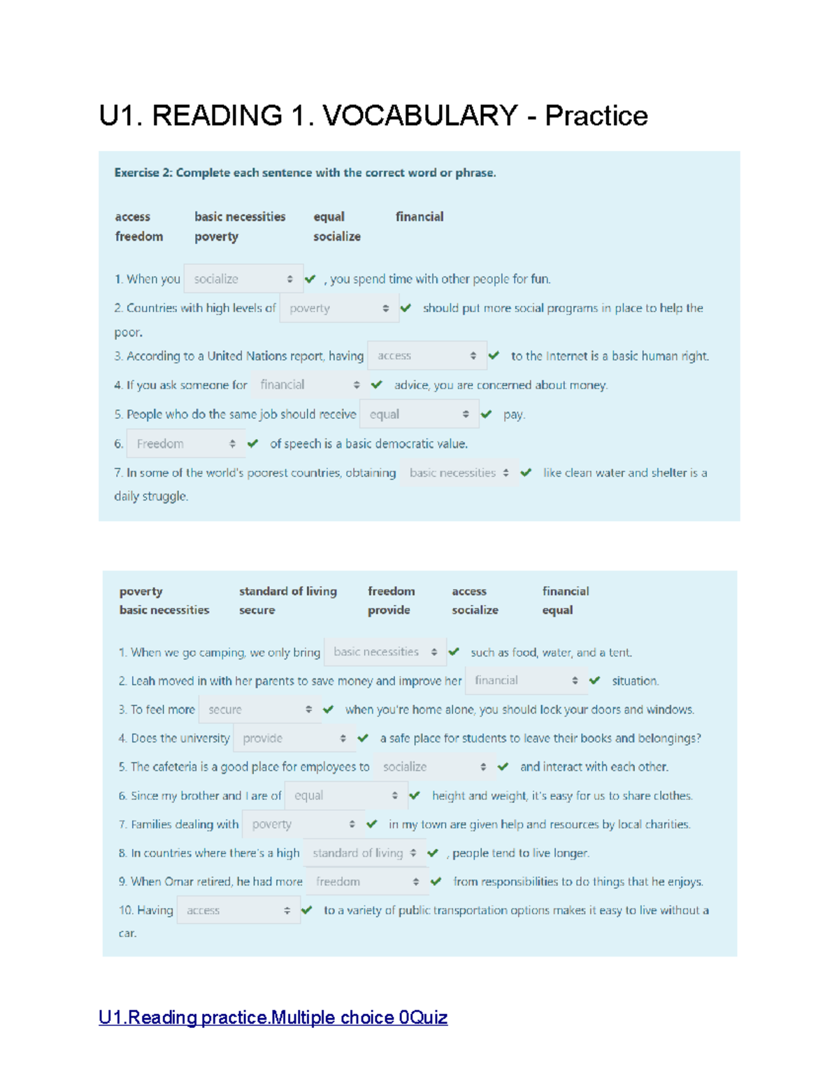 AV5 - Reading & Vocabulary Quizzes and Grammar Practice - Studocu