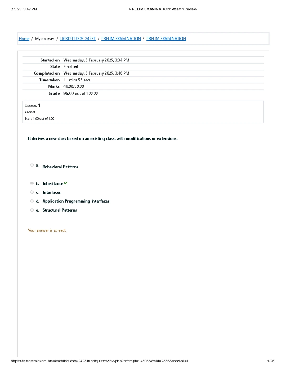 Capstone 2 Midterm Lab Exam: Attempt Review and Results - Studocu