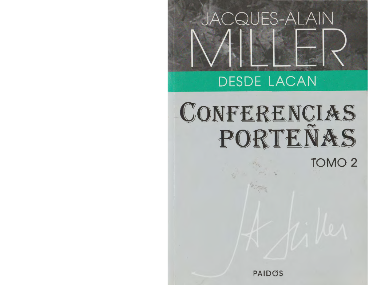 Conferencias Porteñas Tomo 2: Análisis Psicoanalítico de Miller - Document Preview