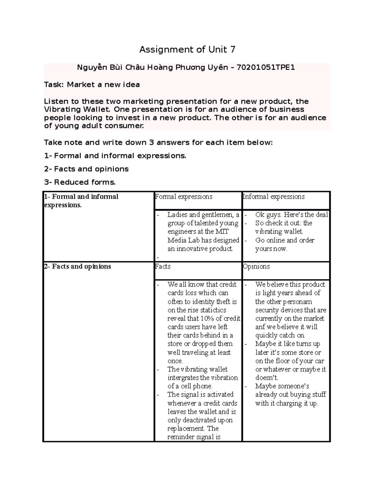 Assignment of Unit 7 - Trường Đại học Mở Thành phố Hồ Chí Minh - Edit ...