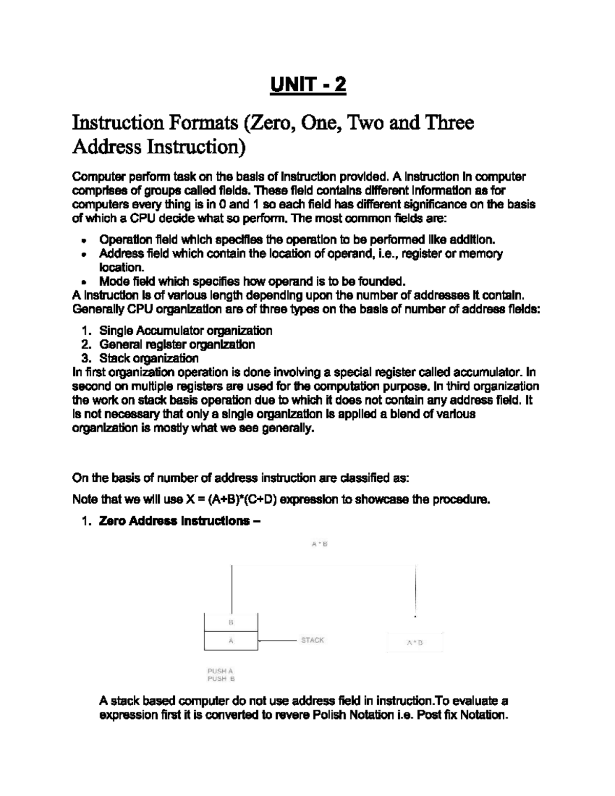 Computer Architecture: Instruction Formats (Zero, One, Two, Three ...