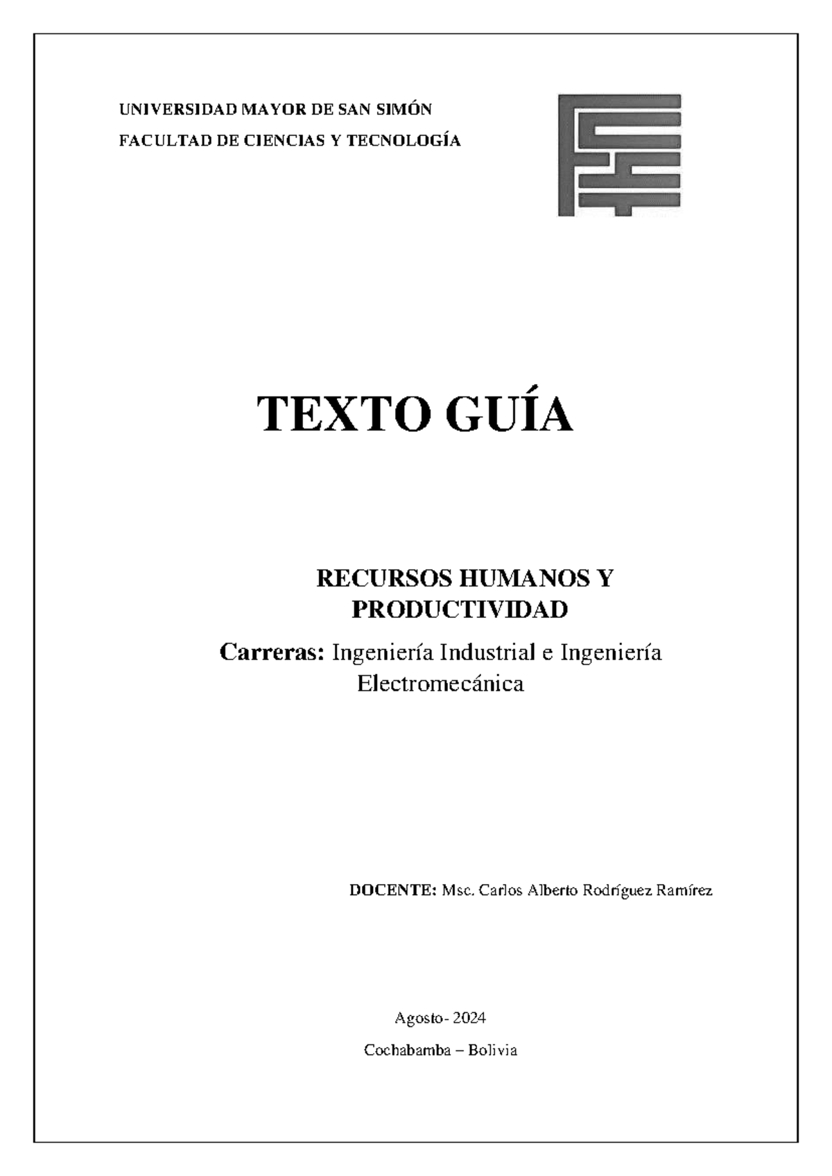 Texto Guía Recursos Humanos - ING Industrial & Electromecánica - Document Preview