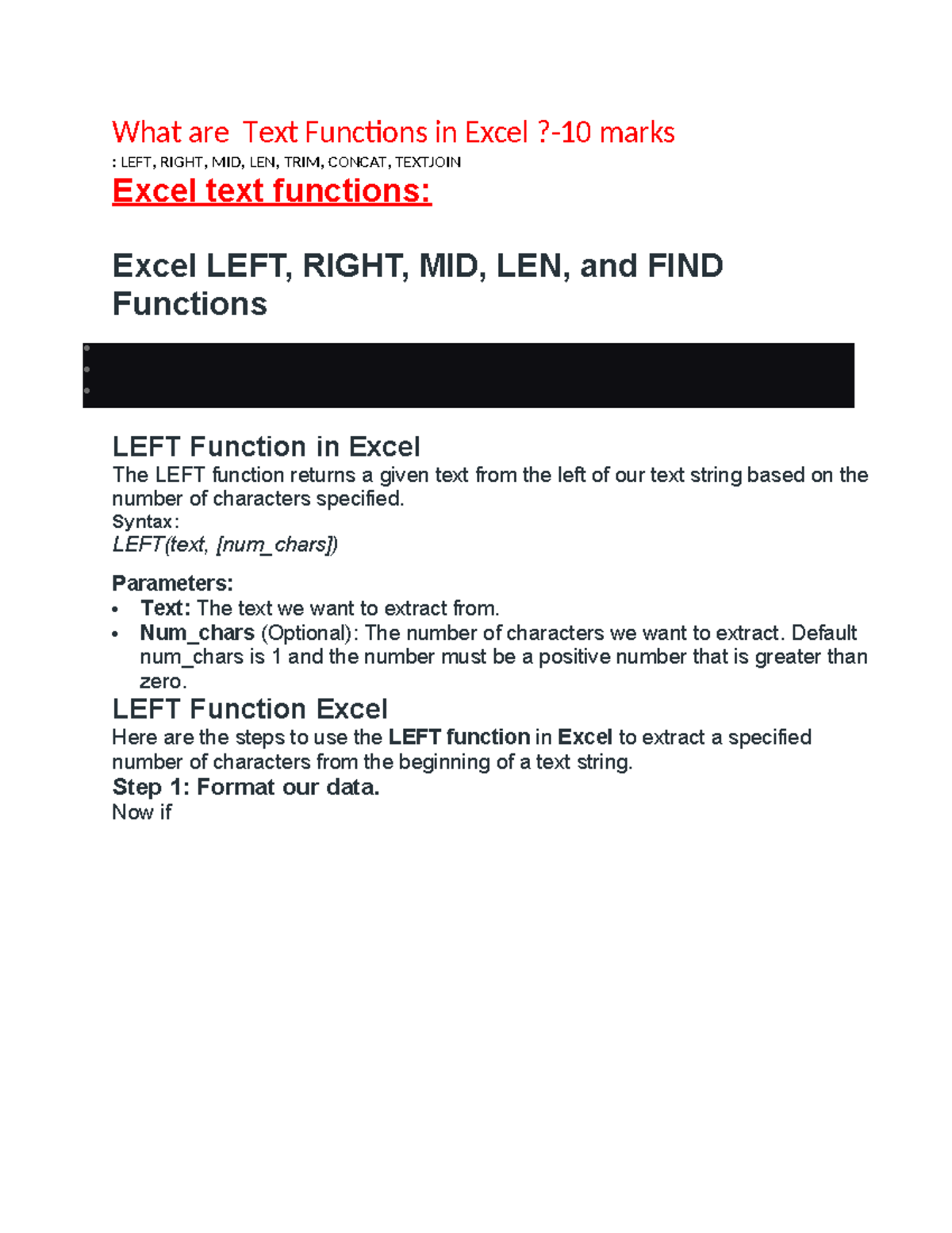 Excel Text Functions: LEFT, RIGHT, MID, LEN, TRIM, CONCAT, TEXTJOIN ...