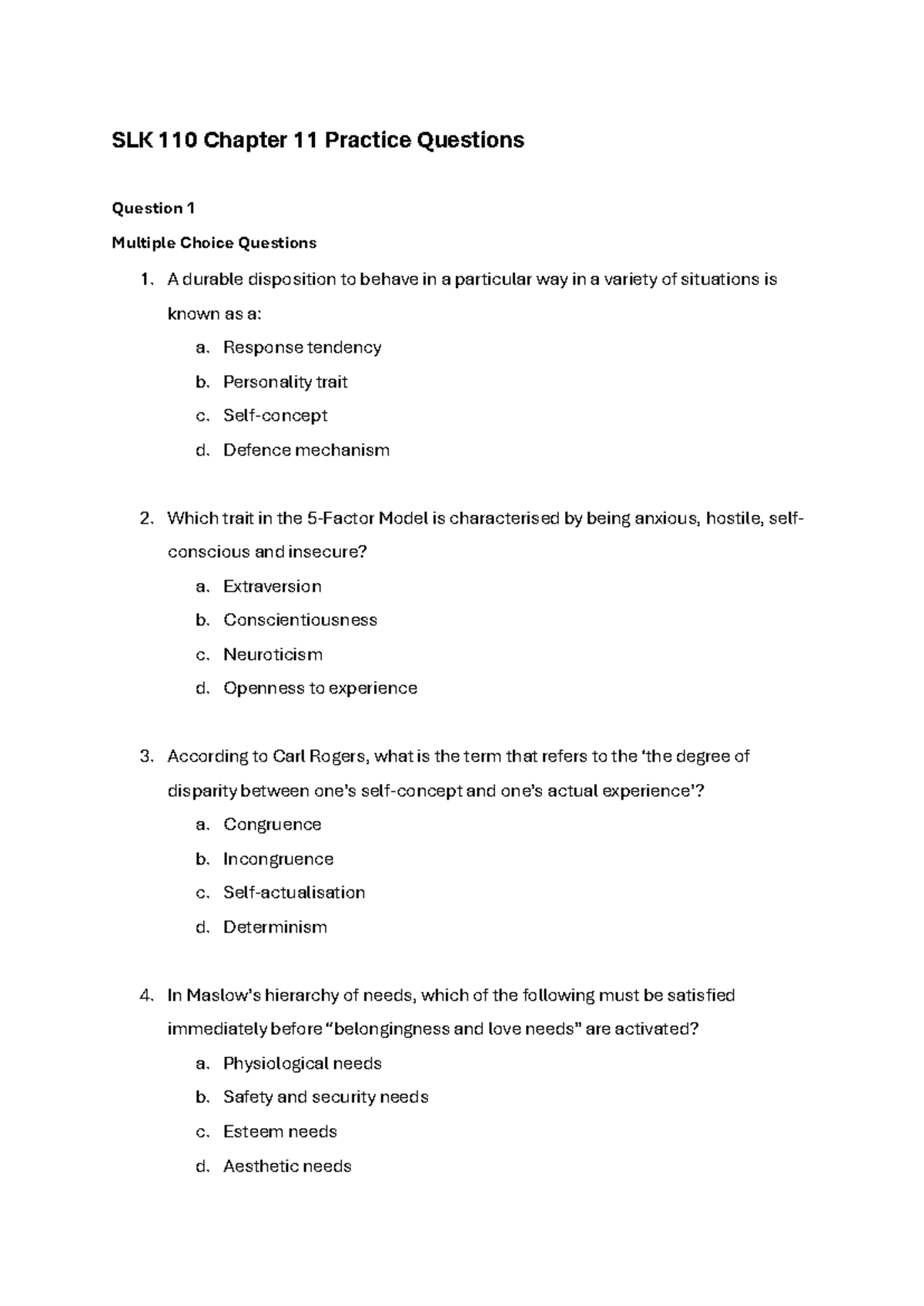 SLK 110 Chapter 11 Practice Questions & Answers - Studocu