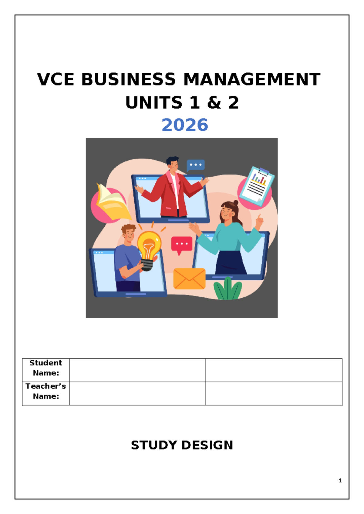 VCE BUSINESS MANAGEMENT UNIT 1 AOS 1 STUDY GUIDE 2026 - Studocu