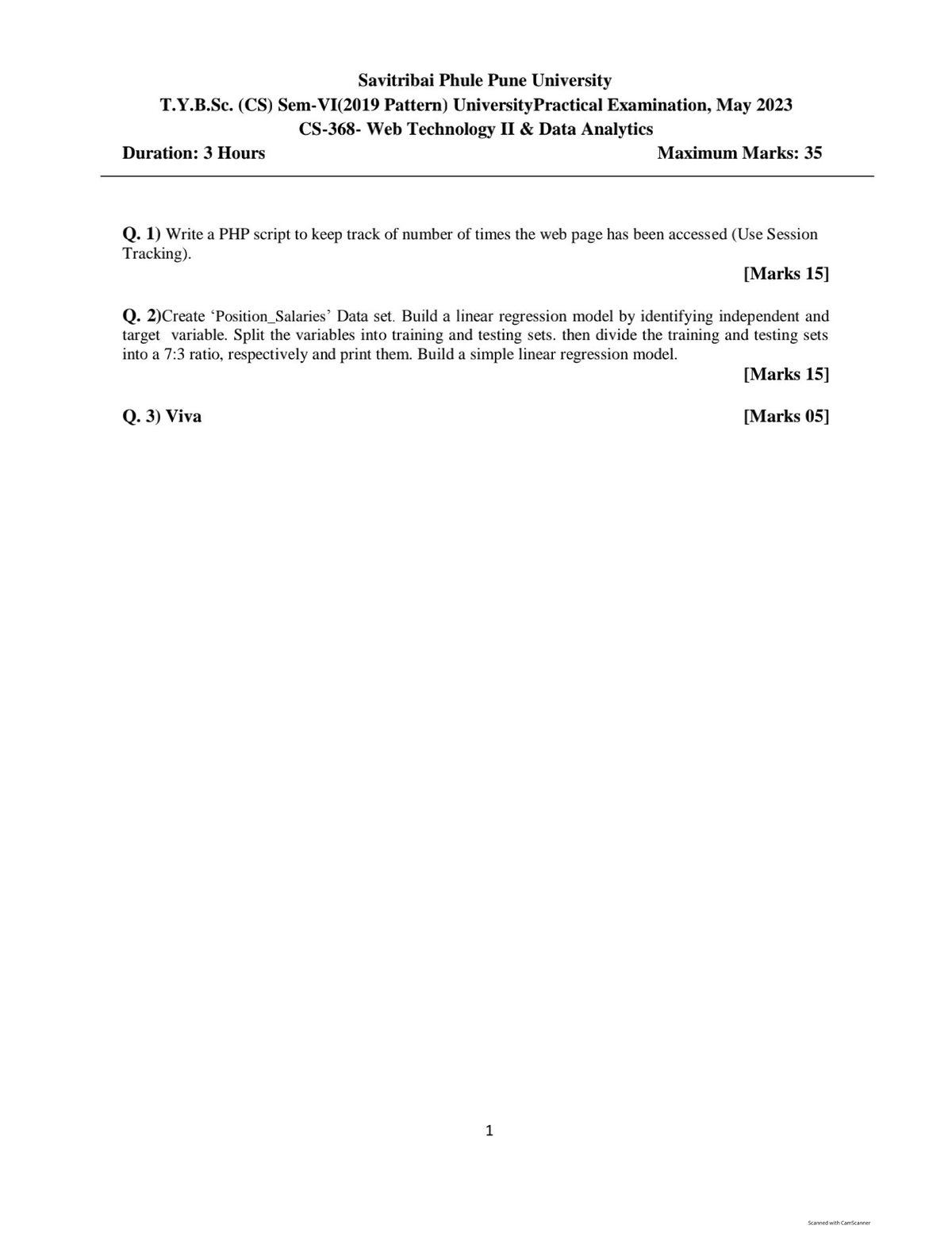 TYBSc(CS) Web Tech II & Data Analytics Practical Exam Questions 2023 ...