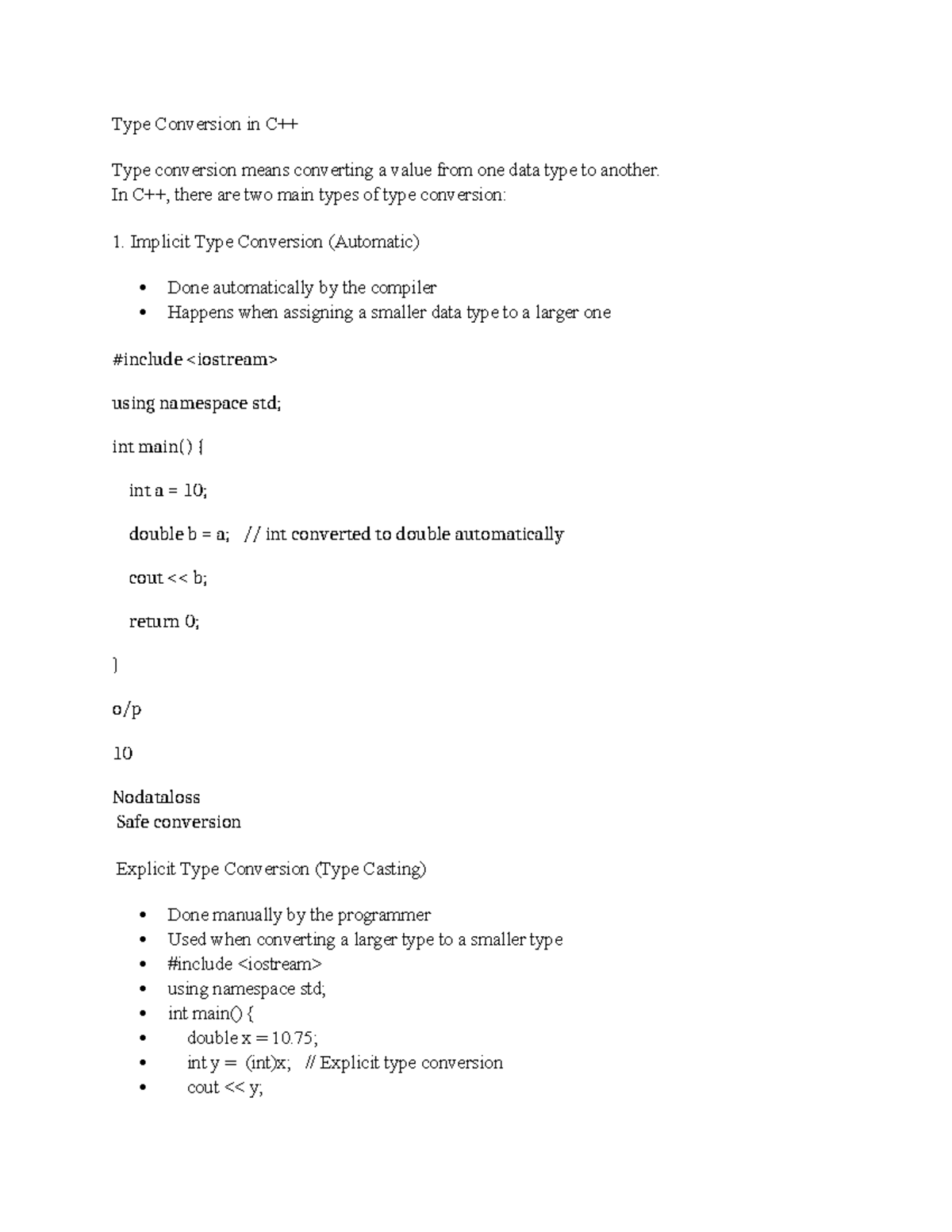 Type Conversion and Expressions - CS101 Lecture Notes - Studocu