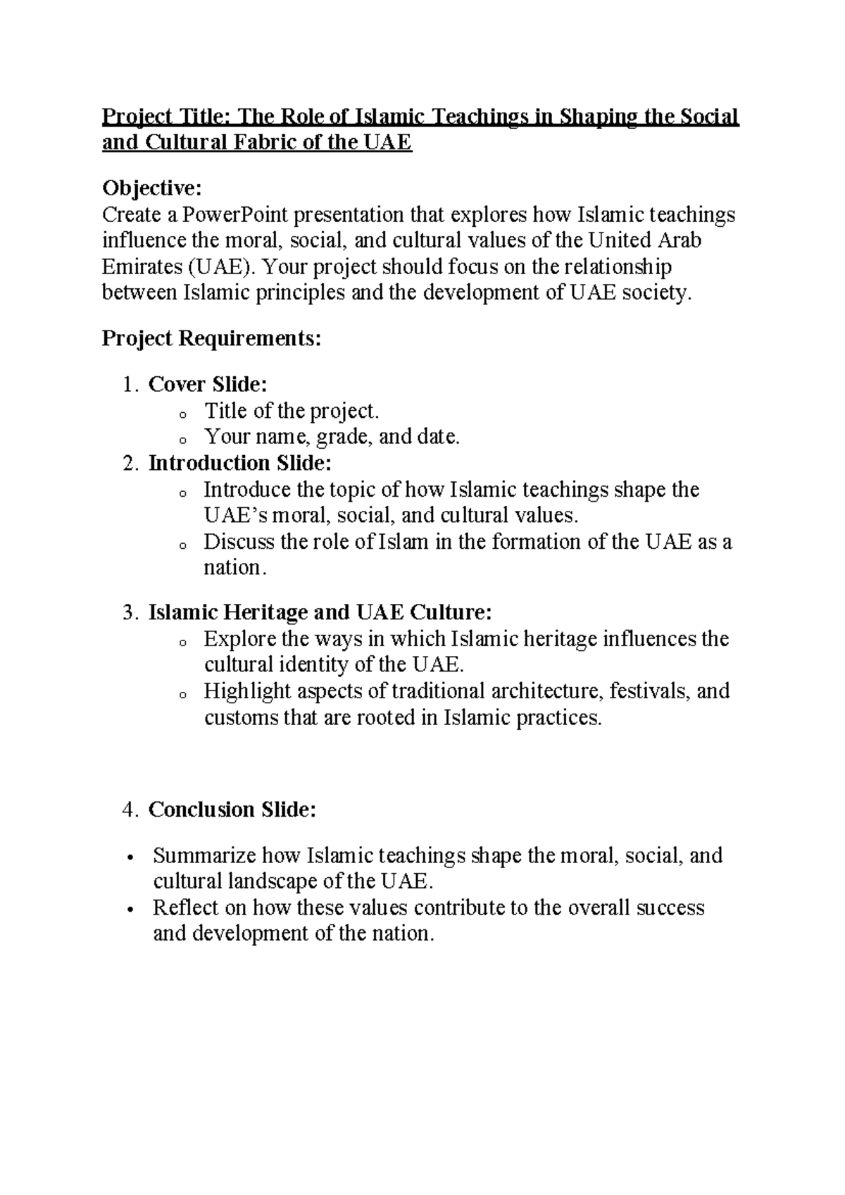 Project 8: The Impact of Islamic Teachings on UAE Culture and Society ...