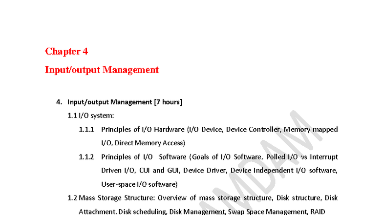 4. IO Management - notes - 1 Compiled by: Er. Shiva Ram Dam Chapter 4 ...