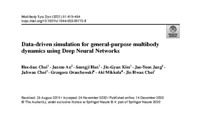 Deep Neural Network Framework for Multibody Dynamics Simulation (S11044 ...