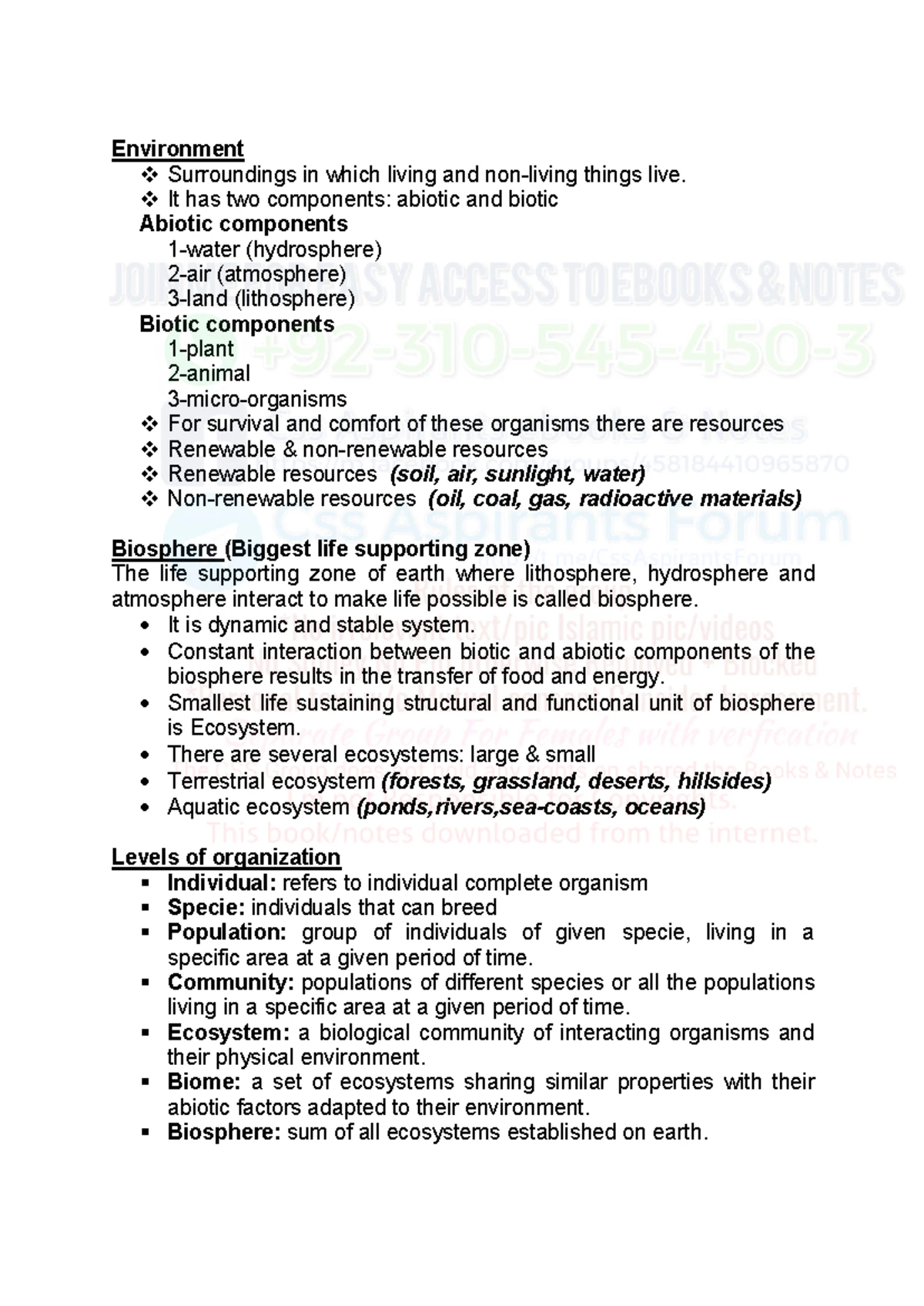 EVS 101 - Principles of Environmental Science Overview for 1st Sem ...