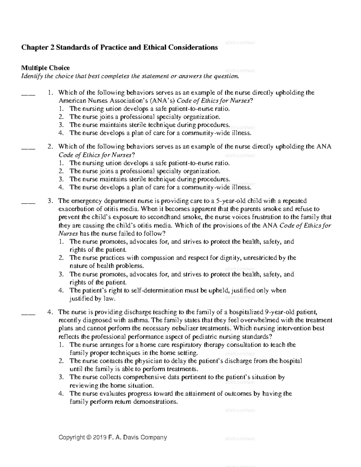 Ch02 - Lecture notes 2 - Copyright © 2019 F. A. Davis Company Chapter 2 ...