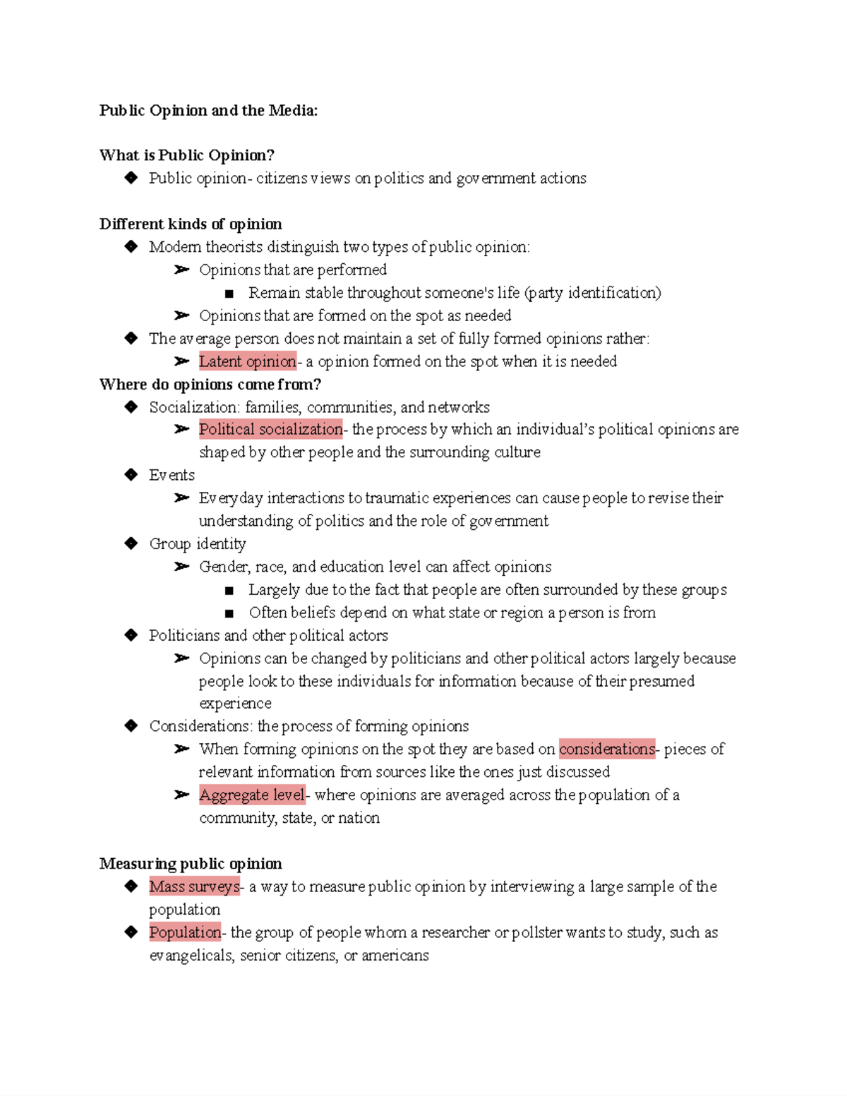 Textbook Notes - POLS 101: Chapter 6 - Public Opinion & Media - Studocu