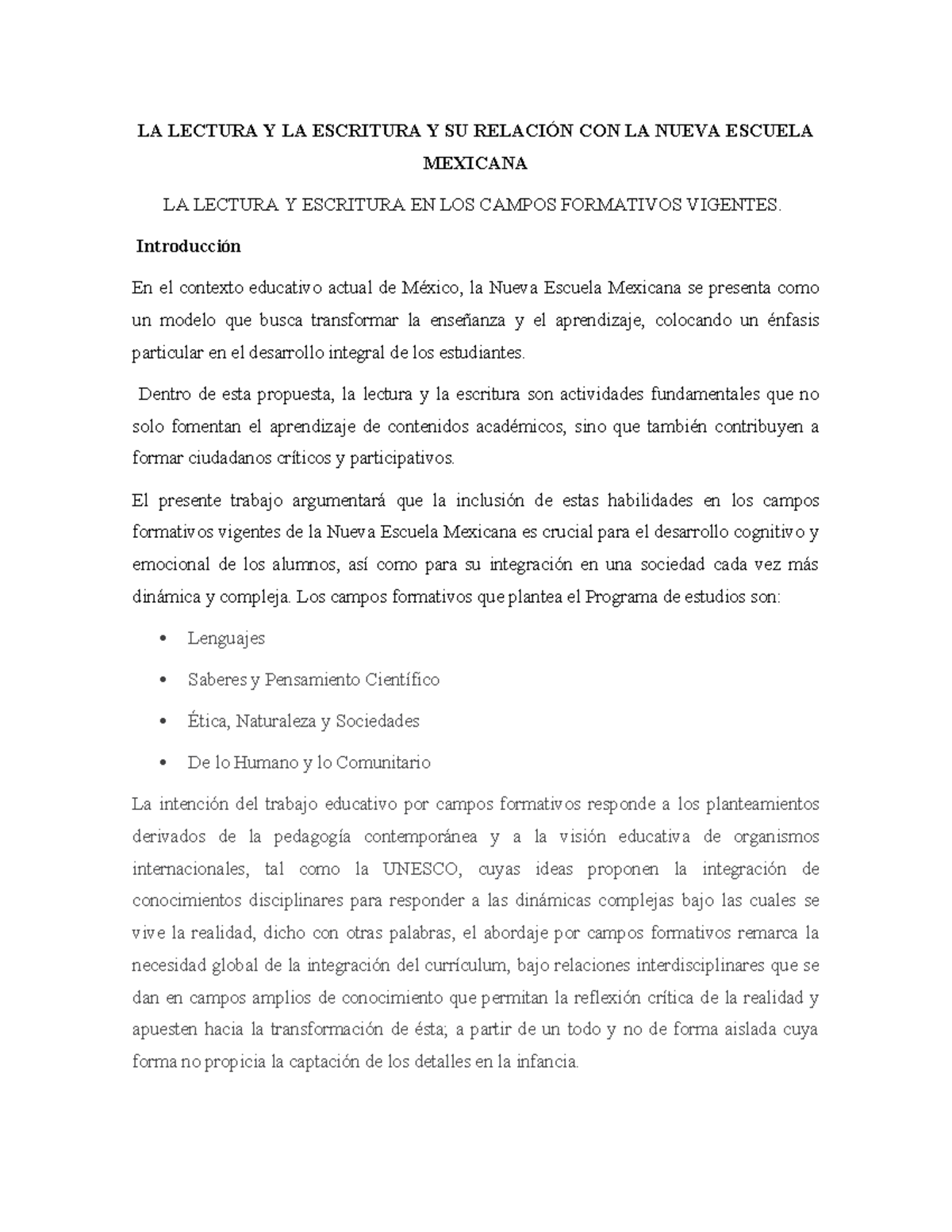 LA LECTURA Y LA ESCRITURA EN LA NUEVA ESCUELA MEXICANA: UN ENFOQUE ...