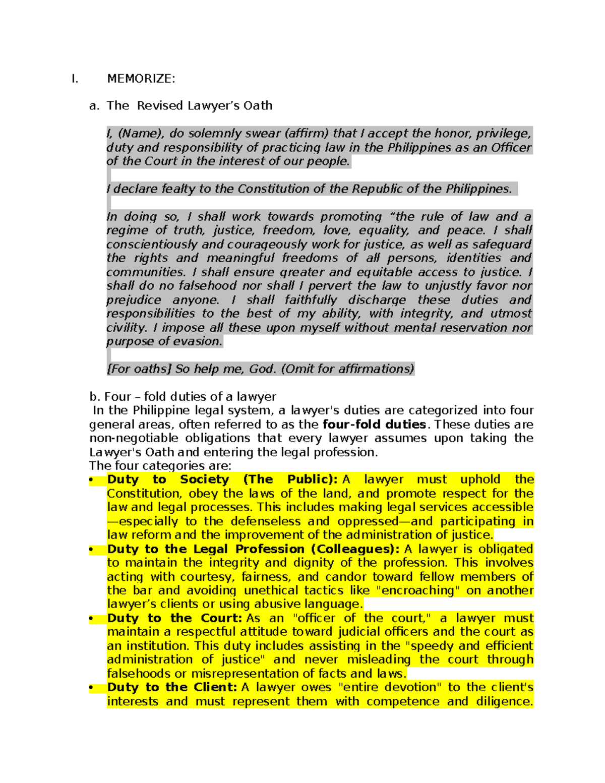 Basic Legal Ethics: Case Summaries and Key Principles (LAW 101) - Studocu