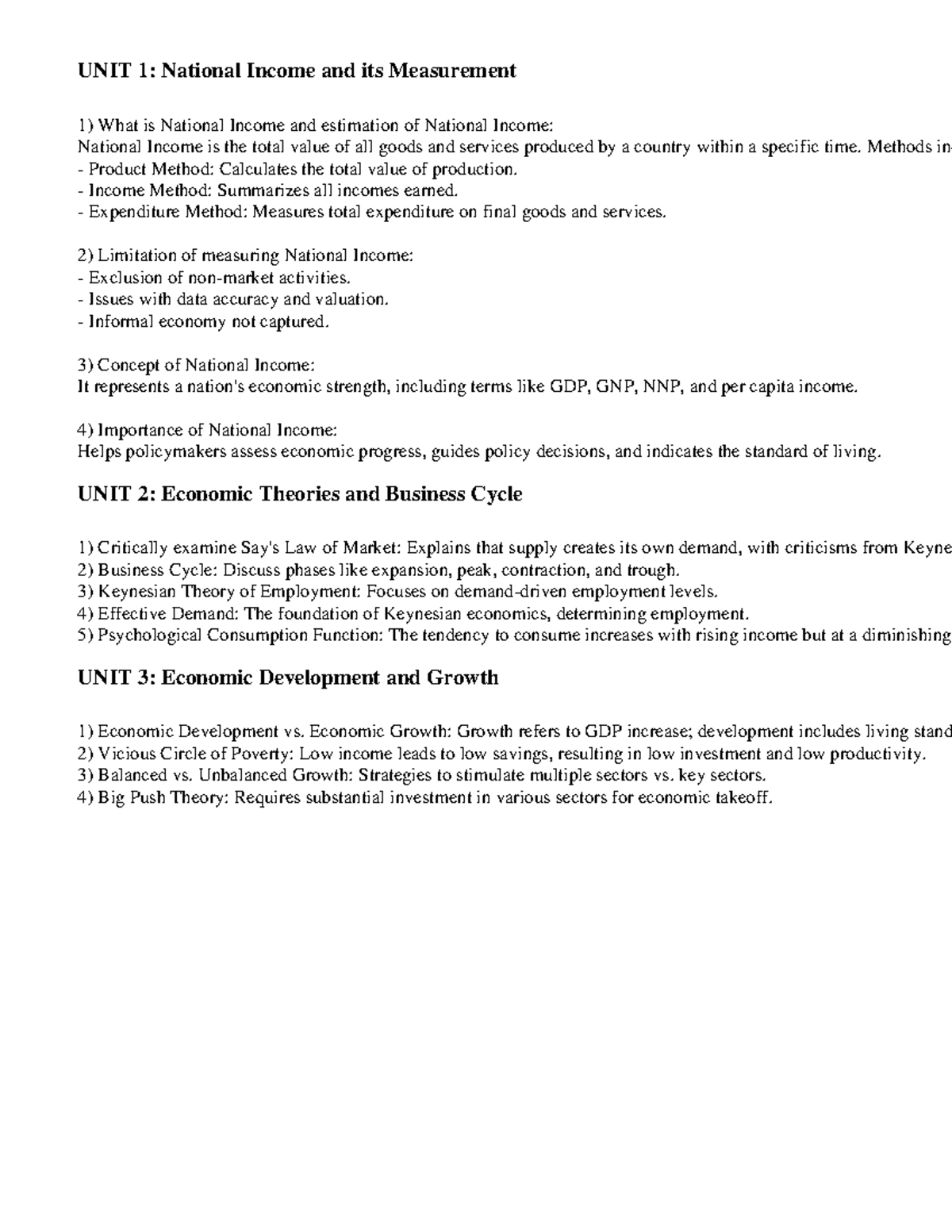ECO 101 Final Exam Notes: National Income & Economic Theories - Studocu
