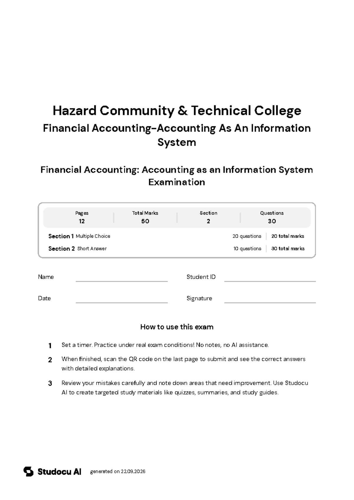 Financial Accounting Final Exam - Studocu