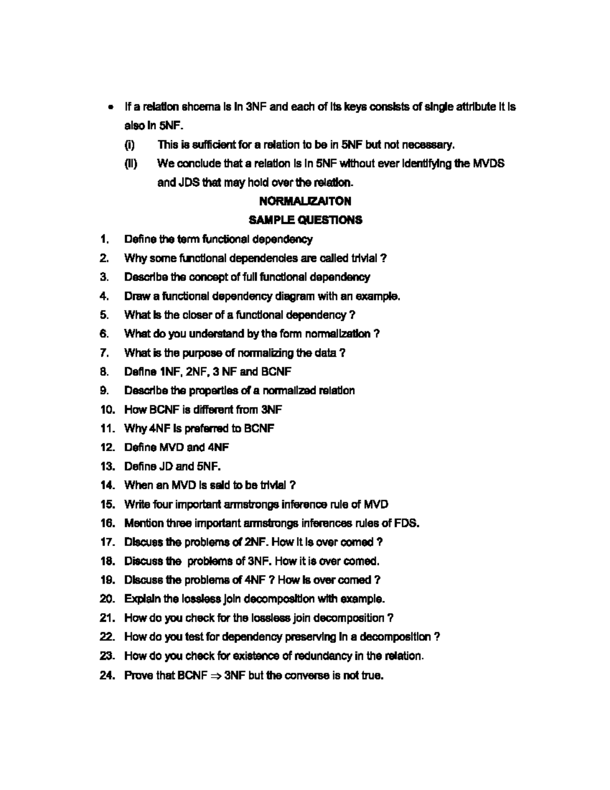 Normalization Q&A - JNNSNLKNVLS Study Guide - Studocu