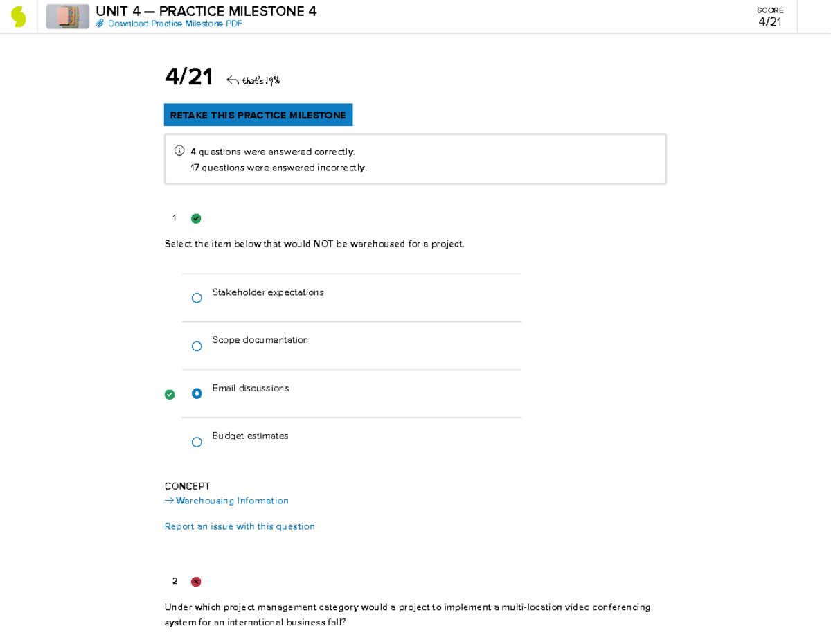 Sophia PM Practice Milestone 4: Project Evaluation Insights - Studocu