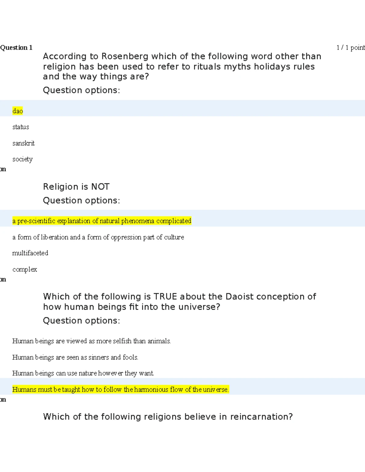 Week 3 HUMN notes - guided questions about different religions and ...