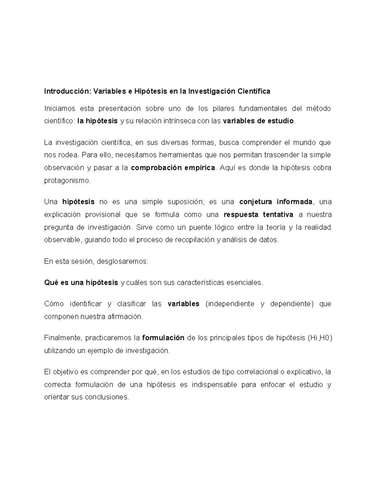 Metodología de la Investigación II: Variables e Hipótesis en la Ciencia ...