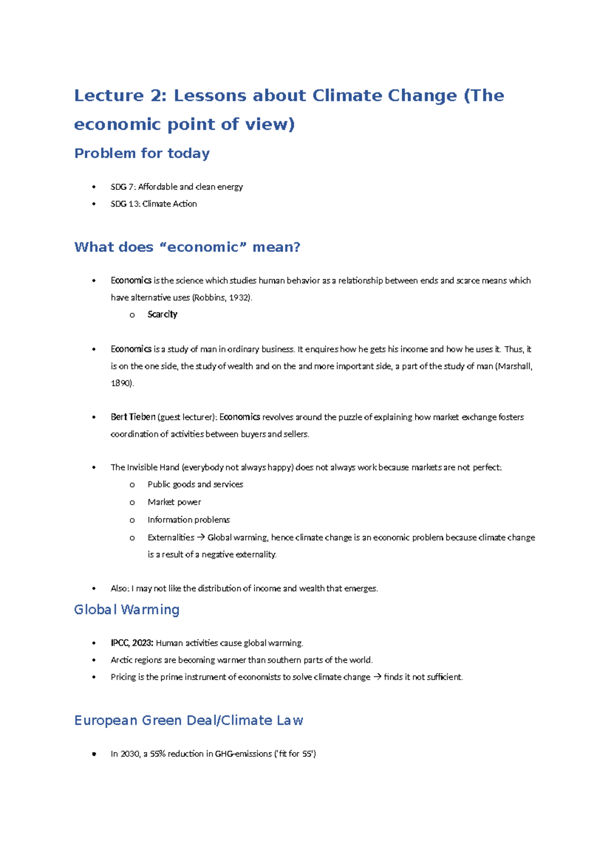 Lecture 2: Economics of Sustainability & Climate Change Insights ...