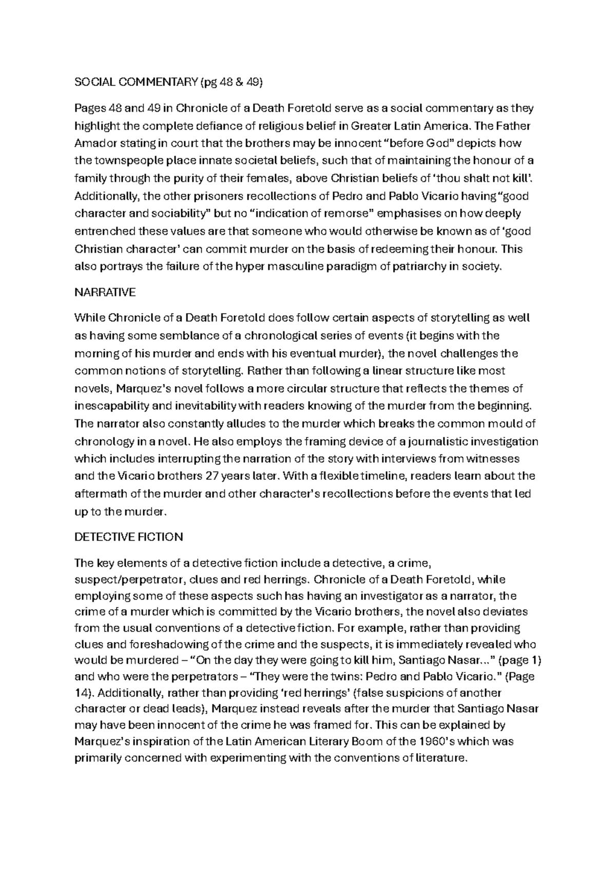 Task 1 - Three paragraphs on features of the text - SOCIAL COMMENTARY ...