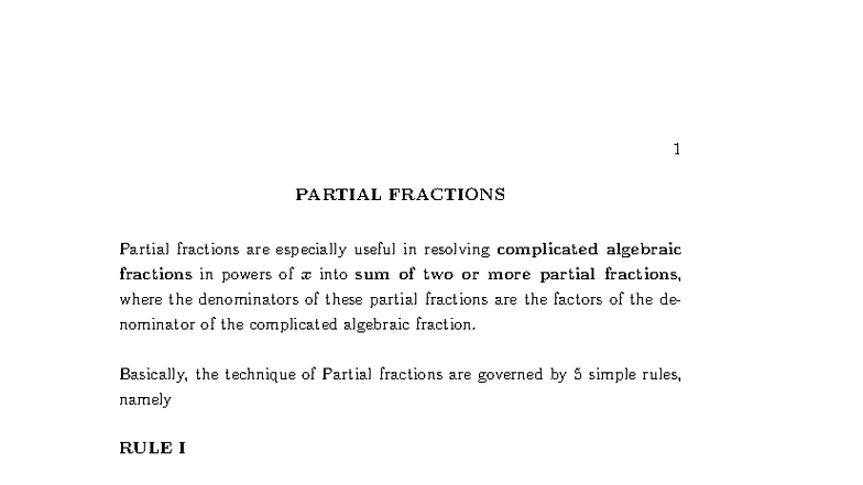Partial Fractions - Detailed Explanation and Examples - Studocu